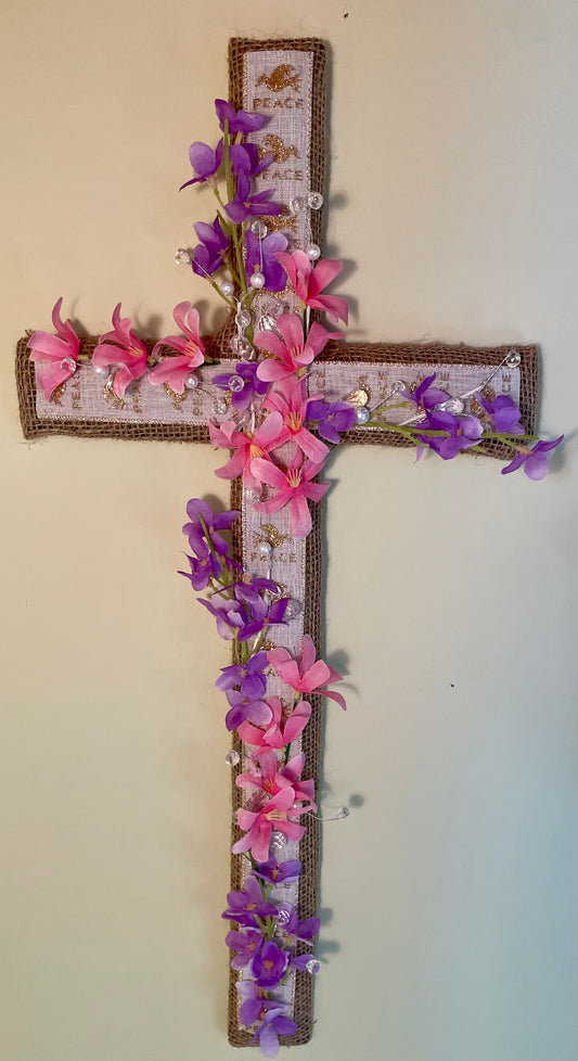 Floral Cross Cemetery Wreath